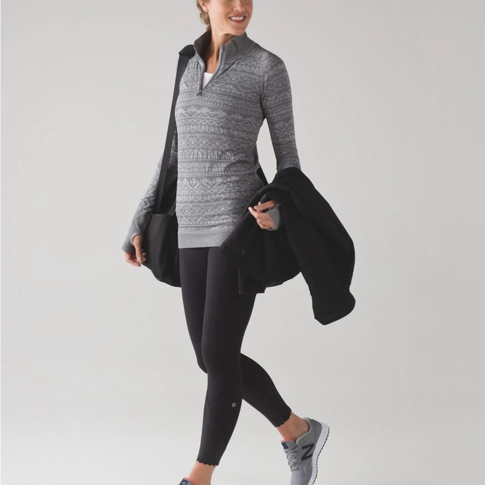 Ω Lululemon Rest Less 1/4 Zip Long Sleeve Pullover Gray Design Women’s Size L